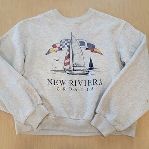 Hollister Gray New Rivera Croatia Sailboat Crewneck Sweatelshirt XS